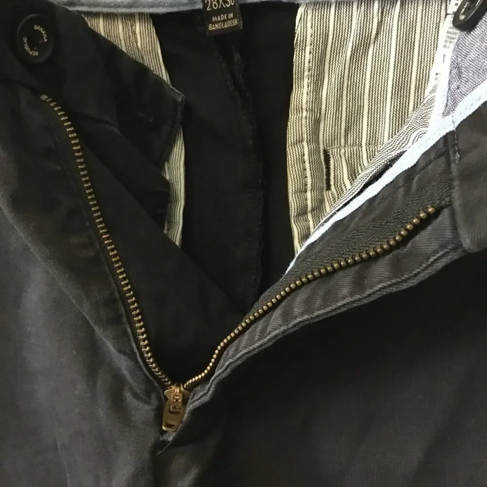 Banana Republic Black Men's Flat Front Aiden Strength Chinos